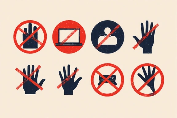 Symboly zakázaných akcí na webu